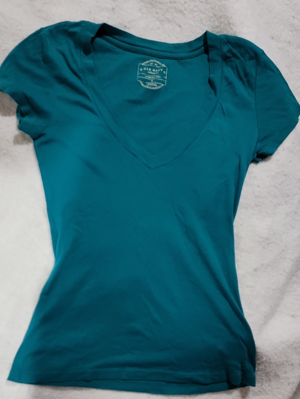 Old Navy Teal Scoop V-Neck Short Sleeve Tee
